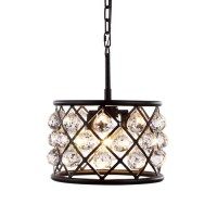 Elegant Lighting 1214D12Mb-Rc 12 Dia X 9 H In Madison Pendant Lamp - Mocha Brown- Royal Cut Crystal Clear