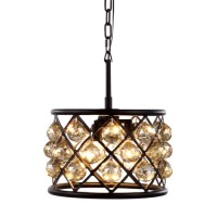 Elegant Lighting 1214D12Mb-Gt-Rc 12 Dia X 9 H In Madison Pendant Lamp - Mocha Brown- Royal Cut Golden Teak Smoky