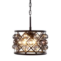 Elegant Lighting 1214D12Mb-Ss-Rc 12 Dia X 9 H In Madison Pendant Lamp - Mocha Brown- Royal Cut Silver Shade Grey