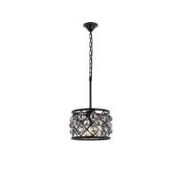 Elegant Lighting 1214D12Mb-Ss-Rc 12 Dia X 9 H In Madison Pendant Lamp - Mocha Brown- Royal Cut Silver Shade Grey