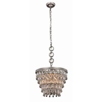 Elegant Furniture & Lighting 1219D16As-Rc Nordic Royal Cut Clear Antique Silver Pendant Lamp- 12 X 16 In