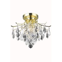 Living District Ld8100F16G 12 In Amelia 3 Lights Flush Mount Ceiling Light Gold