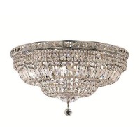 Elegant Lighting V2528F24C-Rc Tranquil 12 Light Flush Mount Royal Cut Crystals - Chrome