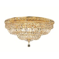 Elegant Lighting V2528F24G-Rc Tranquil 12 Light Flush Mount Royal Cut Crystals - Gold