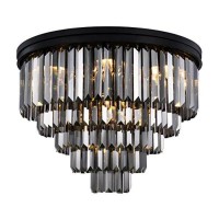 Urban Classic 1231F32Mb-Ss-Rc Sydney 17 Light Flush Mount Royal Cut Crystals - Matte Black