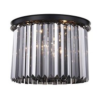 Urban Classic 1238F20Mb-Ss-Rc Sydney 6 Light Flush Mount Royal Cut Crystals - Matte Black