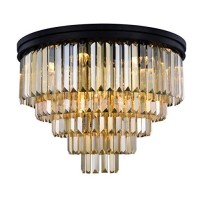 Urban Classic 1231F32Mb-Gt-Rc Sydney 17 Light Flush Mount Royal Cut Crystals - Matte Black