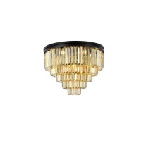 Urban Classic 1231F32Mb-Gt-Rc Sydney 17 Light Flush Mount Royal Cut Crystals - Matte Black