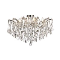 Elegant Lighting 2800F24C-Rc Maria Theresa 6 Light Flush Mount Royal Cut Crystals - Chrome