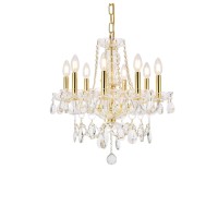 Elegant Lighting V7838D20G-Rc 20 X 20 In Princeton 8 Light Gold Chandelier - Royal Cut Crystals