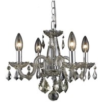 Elegant Lighting V7804D15Gt-Gt-Rc 12 X 15 In Rococo 4 Light Golden Teak Pendant - Royal Cut Crystals