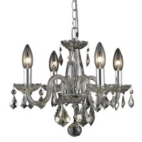 Elegant Lighting V7804D15Gt-Gt-Rc 12 X 15 In Rococo 4 Light Golden Teak Pendant - Royal Cut Crystals