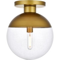 Living District Ld6061Br Eclipse 1 Light Flush Mount Ceiling Light With Clear Glass, Brass