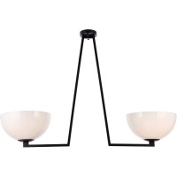 Living District Ld2350Bk Jeanne 2 Lights Glass Flush Mount, Black & White