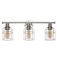 Lalia Home Industrial Bathroom Vanity Light With Open Wire Cage Shade In Brushed Nickel Finish