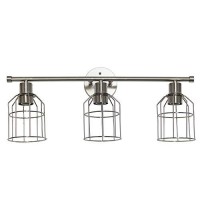 Lalia Home Industrial Bathroom Vanity Light With Open Wire Cage Shade In Brushed Nickel Finish