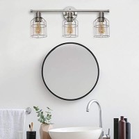 Lalia Home Industrial Bathroom Vanity Light With Open Wire Cage Shade In Brushed Nickel Finish