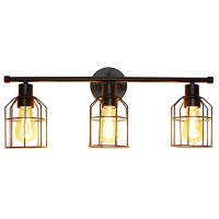 Lalia Home Industrial Bathroom Vanity Light With Open Wire Cage Shade In Matte Black Finish