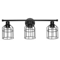 Lalia Home Industrial Bathroom Vanity Light With Open Wire Cage Shade In Matte Black Finish