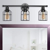 Lalia Home Industrial Bathroom Vanity Light With Open Wire Cage Shade In Matte Black Finish