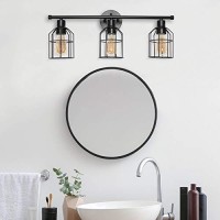 Lalia Home Industrial Bathroom Vanity Light With Open Wire Cage Shade In Matte Black Finish