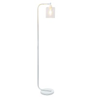 Simple Designs Antique Style Industrial Iron Lantern Floor Lamp With Glass Shade, White