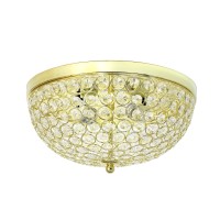 Lalia Home Crystal Glam 2 Light Ceiling Flush Mount, Gold