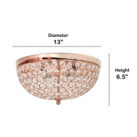 Lalia Home Crystal Glam 2 Light Ceiling Flush Mount, Rose Gold