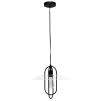 Lalia Home 1 Light Elongated Design Metal Pendant Light With Clear Glass Shade - Black