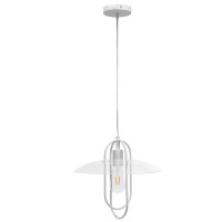 Lalia Home 1 Light Elongated Design Metal Pendant Light With Clear Glass Shade - White