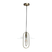 Lalia Home 1 Light Elongated Design Metal Pendant Light With Clear Glass Shade - Antique Brass