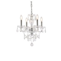 Elegant Lighting V7834D17C-Rc 18 X 17 In Princeton 4 Light Chrome Pendant - Royal Cut Crystals