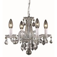 Elegant Lighting V7804D15C-Rc 12 X 15 In Rococo 4 Light Chrome Pendant - Royal Cut Crystals