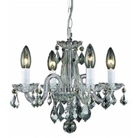 Elegant Lighting V7804D15C-Rc 12 X 15 In Rococo 4 Light Chrome Pendant - Royal Cut Crystals