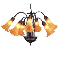 Meyda Tiffany 11601 20 In W Amber Pond Lily 7-Light Chandelier