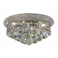 Elegant Lighting 1800F14C/Rc Primo 8-Inch High 6-Light Flush Mount, Chrome Finish With Crystal (Clear) Royal Cut Rc Crystal