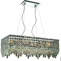 Elegant Lighting 2035D28C-Rc 28 L X 14 W X 105 H In Maxim Collection Hanging Fixture - Royal Cut- Chrome Finish