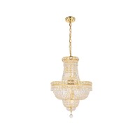 2528 Tranquil Collection Hanging Fixture D18In H27In Lt:12 Gold Finish (Royal Cut Crystals)