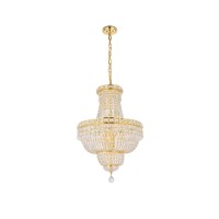 2528 Tranquil Collection Hanging Fixture D18In H27In Lt:12 Gold Finish (Royal Cut Crystals)