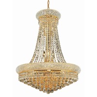 Elegant Lighting 1800D28G-Rc 28 D X 36 In Primo Collection Hanging Fixture - Royal Cut- Gold