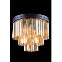 Elegant Lighting 1201F20Mb-Gt-Rc 20 Dia X 16 H In Sydney Flush Mount - Mocha Brown- Royal Cut Golden Teak Crystals