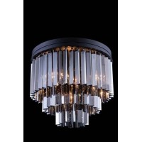 Elegant Lighting 1201F20Mb-Ss-Rc 20 Dia X 16 H In Sydney Flush Mount - Mocha Brown- Royal Cut Silver Shade Crystals