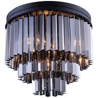 Elegant Lighting 1201F20Mb-Ss-Rc 20 Dia X 16 H In Sydney Flush Mount - Mocha Brown- Royal Cut Silver Shade Crystals