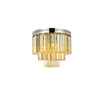 Elegant Lighting 1201F20Pn-Gt-Rc 20 Dia X 16 H In Sydney Flush Mount - Polished Nickel- Royal Cut Golden Teak Crystals