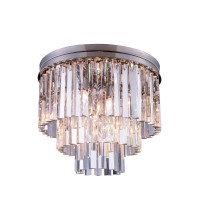 Elegant Lighting 1201F20Pn-Rc 20 Dia X 16 H In Sydney Flush Mount - Polished Nickel- Royal Cut Crystals