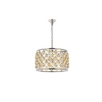 Elegant Lighting 1206D20Pn-Gt-Rc 20 Dia X 13 H In Madison Pendent Lamp - Polished Nickel- Royal Cut Golden Teak Crystals