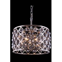 Elegant Lighting 1206D20Pn-Ss-Rc 20 Dia X 13 H In Madison Pendent Lamp - Polished Nickel- Royal Cut Silver Shade Crystals