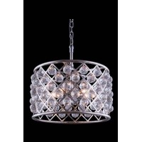 Elegant Lighting 1206D20Pn-Rc 20 Dia X 13 H In Madison Pendent Lamp - Polished Nickel, Royal Cut Crystals