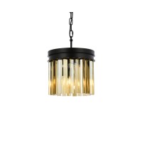 Elegant Lighting 1208D12Mb-Gt-Rc 12 Dia X 13 H In Sydney Pendent Lamp - Mocha Brown, Royal Cut Golden Teak Crystals