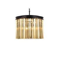 Elegant Lighting 1208D20Mb-Gt-Rc 20 Dia X 135 H In Sydney Pendent Lamp - Mocha Brown- Royal Cut Golden Teak Crystals